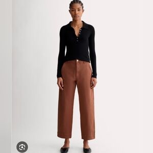 EVERLANE Utility CROPPED Straight Leg ORGANIC COTTON Pants BROWN Twill Sz 14